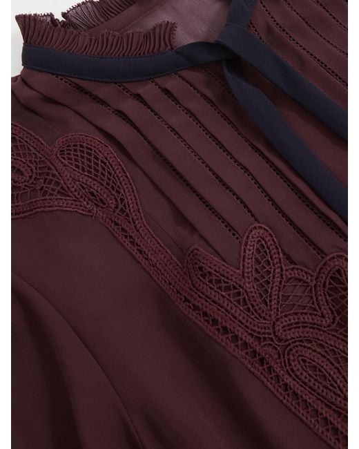 Reiss Lace-Embroidered Tie-Neck Shirt