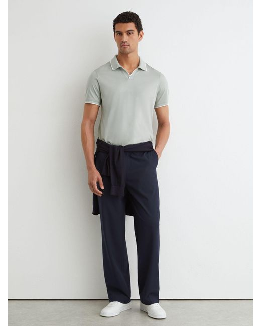 Reiss Gray Air-Water Cotton Tipped Polo Shirt for men