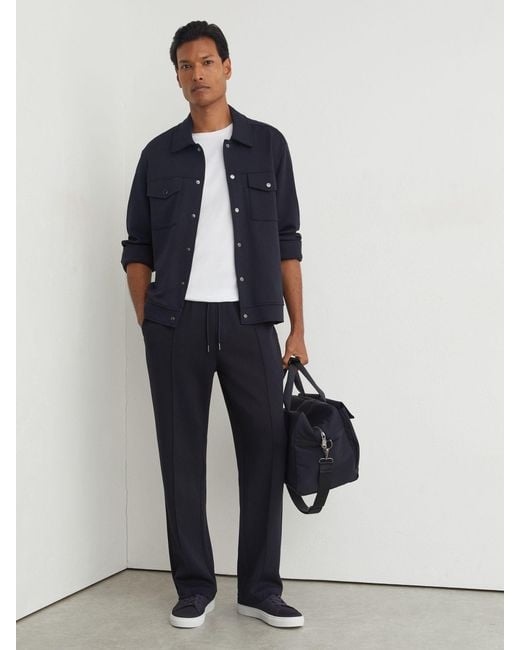 Reiss Blue Premium Interlock Straight-Leg Joggers for men