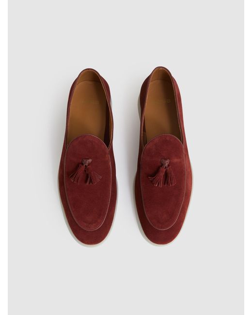 Reiss Brown Suede Tassel Loafers for men