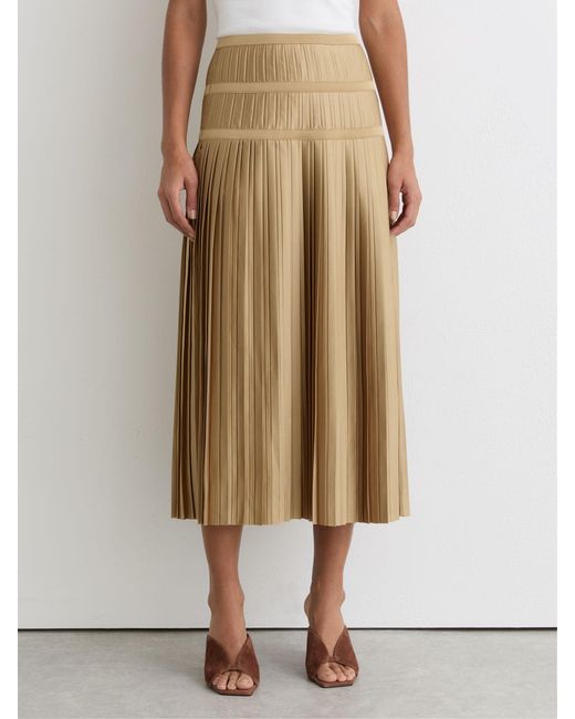 Reiss White Pleated Midi Skirt