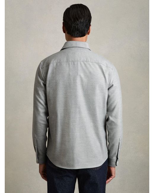 Reiss Gray Twin-Pocket Button-Through Overshirt for men