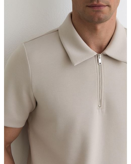 Reiss Natural Lord Premium Interlock Half-Zip Polo Shirt for men