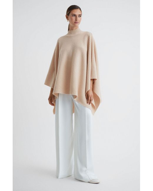 Reiss White Megan - Nude Relaxed Wool-cashmere Poncho