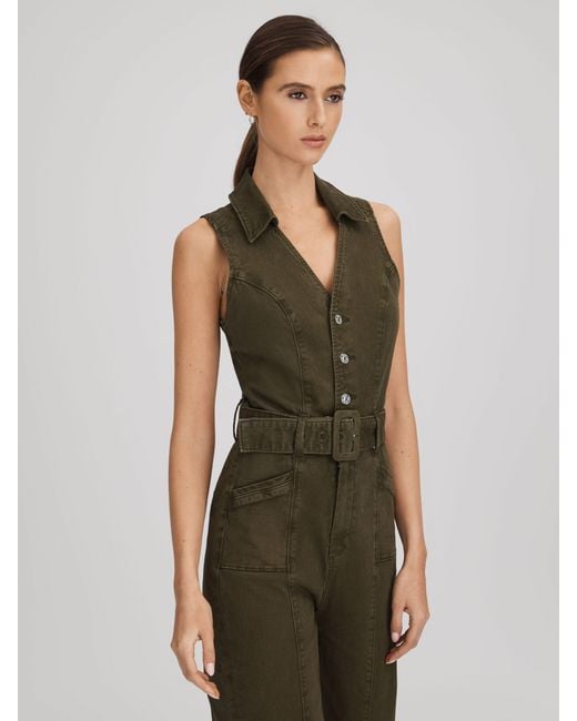 PAIGE Green Denim Jumpsuit