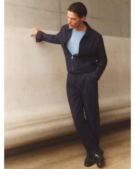 Reiss Blue Sidney Stripe Tapered Pleateds for men