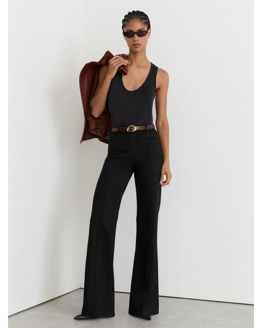 Reiss Claude - Black Pintuck-detail Flared Jeans, 34w X 31l (uk 34 R)