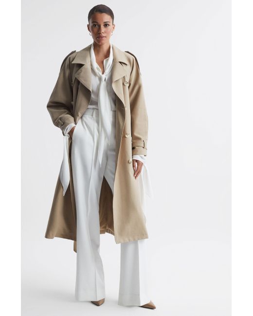 Meotine Natural Bobby - Mid Length Trench Coat, Beige