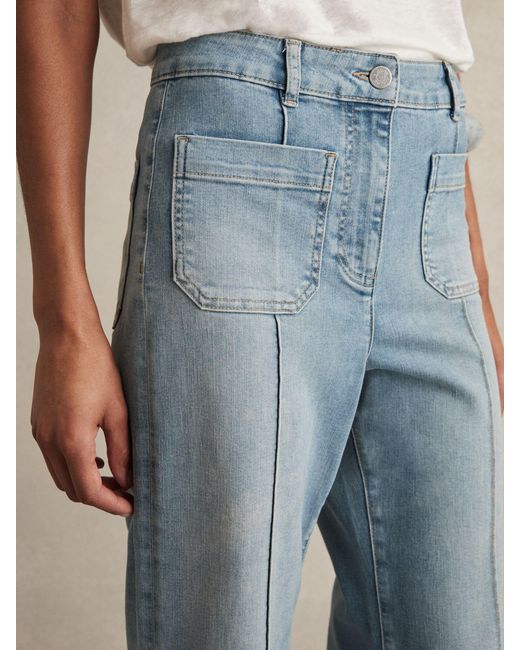 Reiss Sakura - Light Blue Patch-pocket Flared Jeans, 36 R