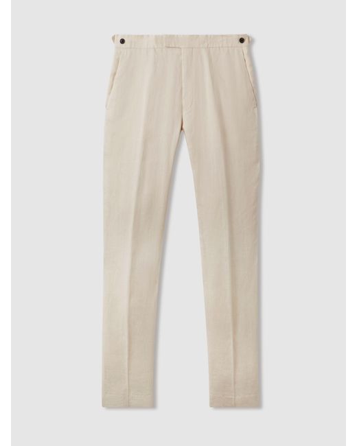 Reiss Natural Tailored Fit Linen Trousers for men
