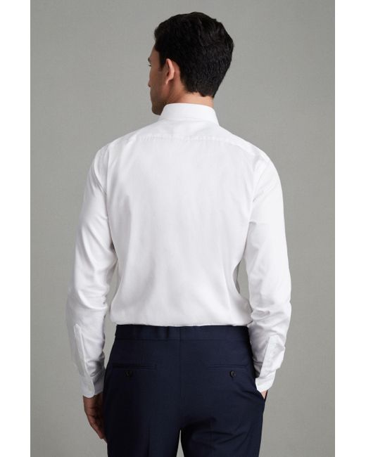 Reiss Gray Remote - White Slim Fit Cotton Satin Cutaway Collar Shirt for men