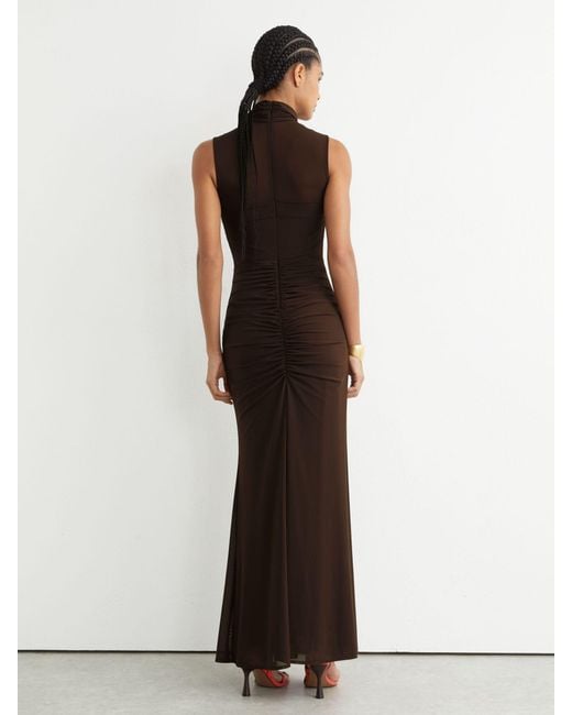 Reiss Multicolor Colette - Chocolate Brown Petite Ruched Sleeveless Maxi Dress, Us 8
