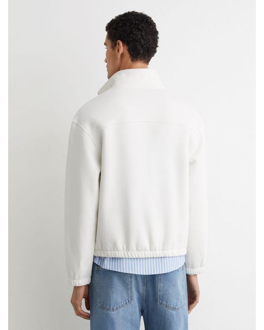 Reiss White Cotton-Blend Washed Half-Zip Sweatshirt for men