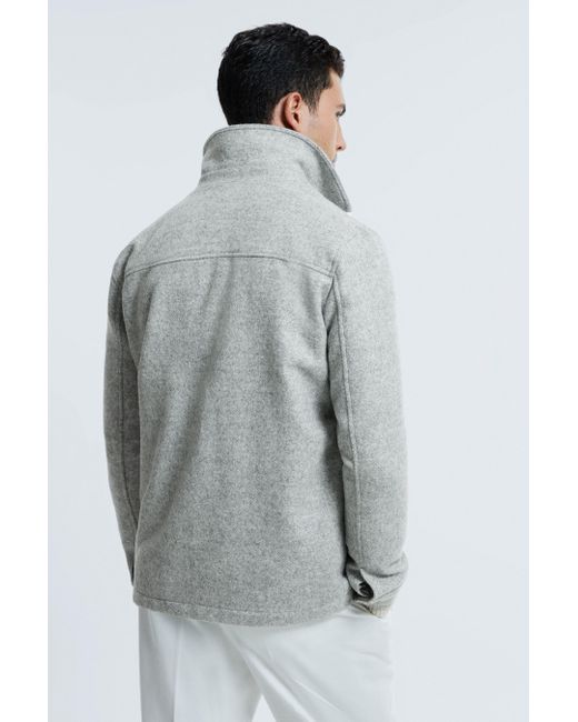 ATELIER White Italian Wool Blend Button-through Jacket for men