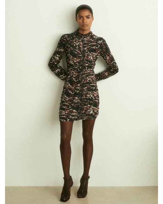 Reiss Green Abstract Print Midi Dress