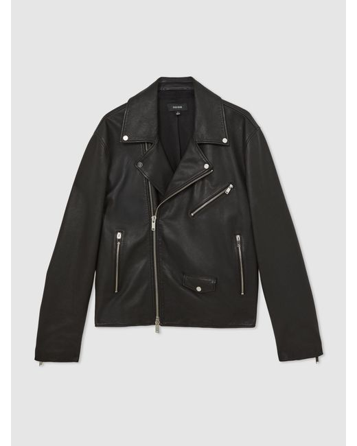 Reiss Black Royal Ballet Leather Jacket for men