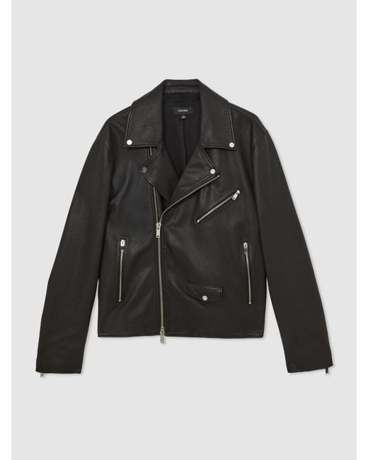 Reiss Black Royal Ballet Leather Jacket for men