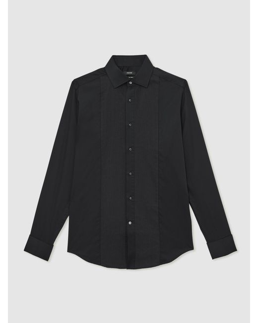 Reiss Black D Cuff Slim Fit Cotton Double-Cuff Dinner Shirt Regular-Fit for men