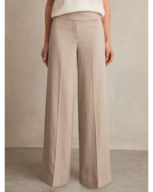 Reiss Natural Petite Lyocell-Linen Wide-Leg Trousers
