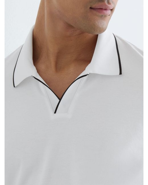 Reiss White Air-Water Cotton Tipped Polo Shirt for men