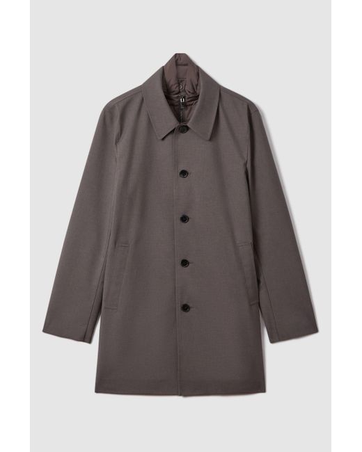 Reiss Gray Perrin - Brown Jacket With Removable Funnel-neck Insert for men
