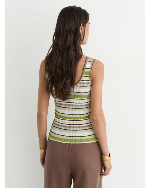 Reiss Natural Striped Rib-Knit Vest