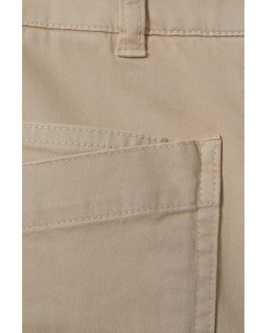 Reiss Green Nova - Neutral Cotton Blend Shorts With Turned-up Hems, Us 12