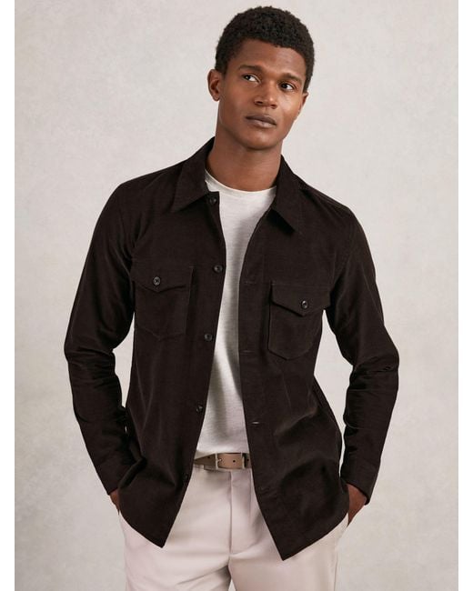 Reiss Black Kai - Brown Cotton Corduroy Twin-pocket Overshirt, 2x-large for men