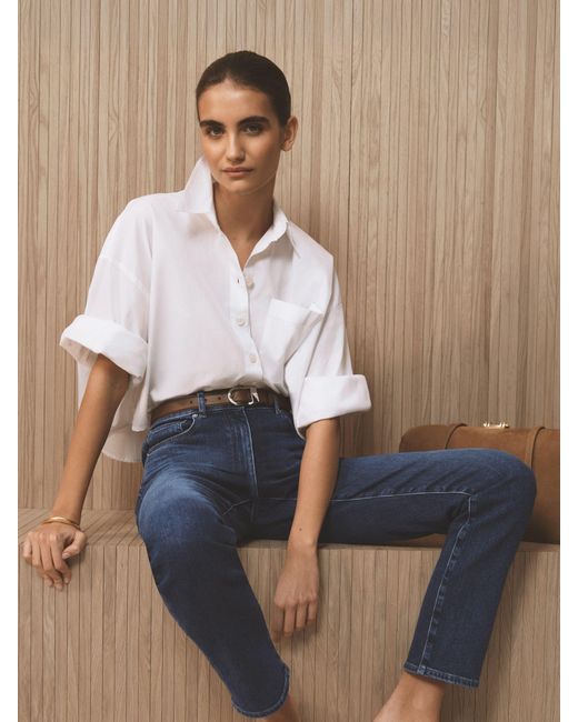 Reiss Blue Slim-Leg Mid-Rise Jeans