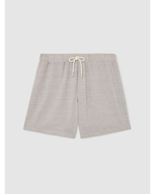 Reiss Natural Textured Stripe Drawstring Shorts for men