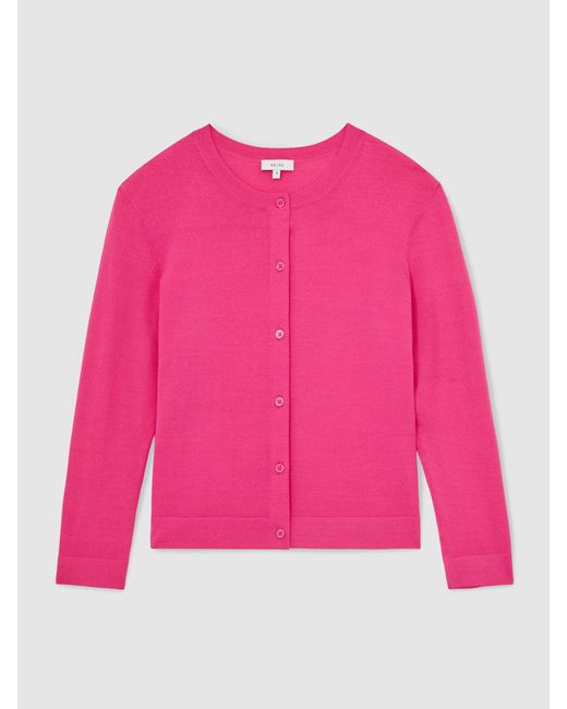 Reiss Pink Lightweight Cropped Cardigan