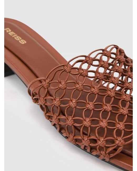 Reiss Gray Woven Flat Slip-On Sandals