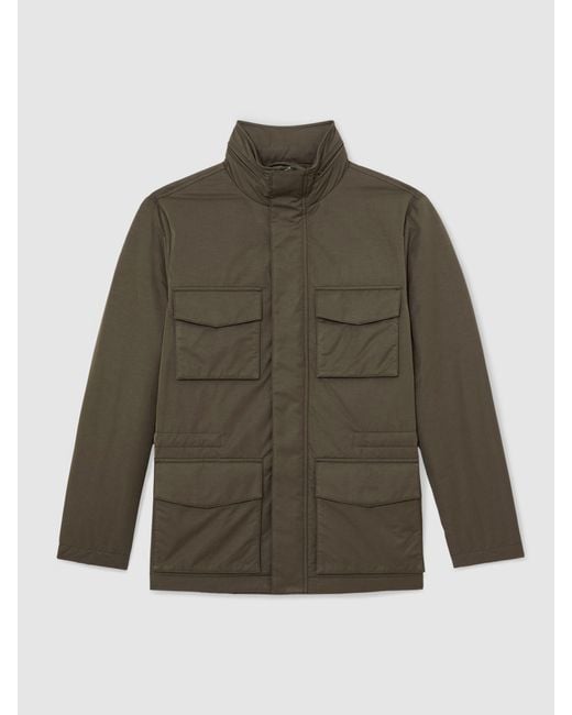 Reiss Green Cotton-Blend Padded Four-Pocket Jacket for men