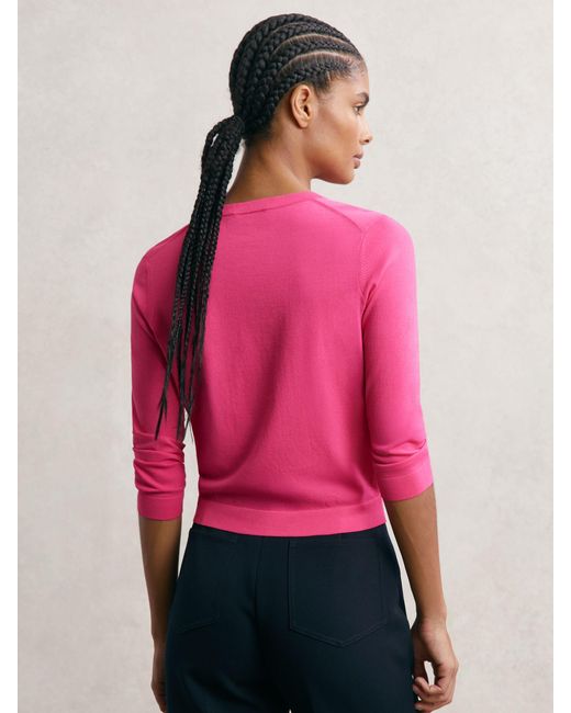 Reiss Pink Lightweight Cropped Cardigan