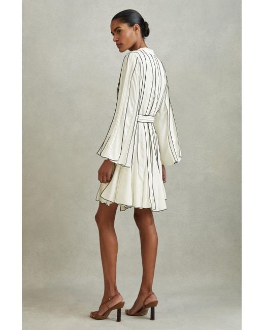 Reiss White Orla - Ivory Contrast Ruffle Mini Dress
