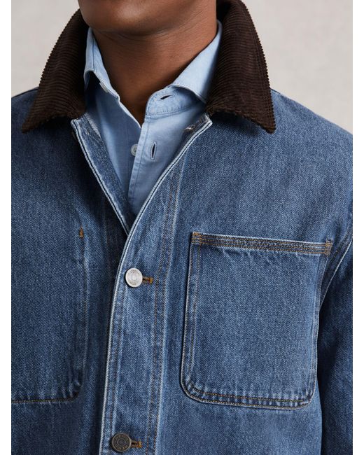 Reiss Blue Corduroy Collar Worker Jacket for men
