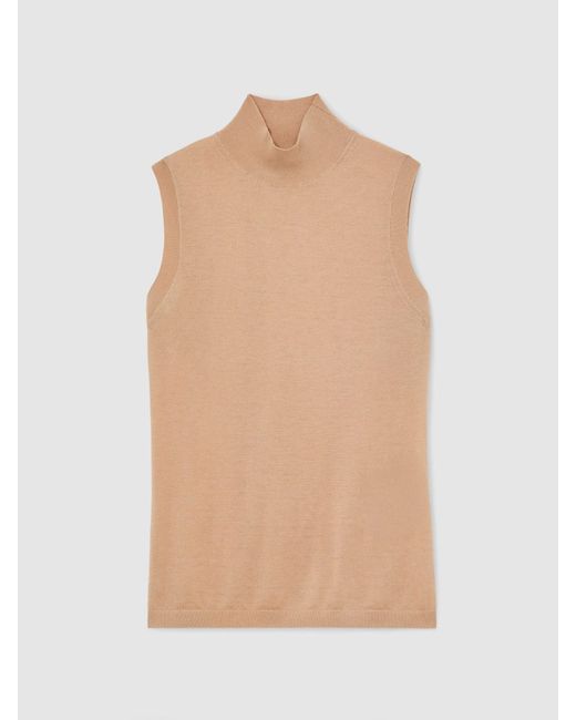 Reiss Black Merino Wool Funnel-Neck Sleeveless Vest