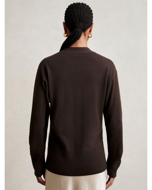 Reiss Black Wool-Blend Fitted Cardigan With Cashmere