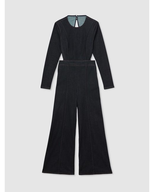 Reiss Multicolor Wide-Leg Open-Back Denim Jumpsuit