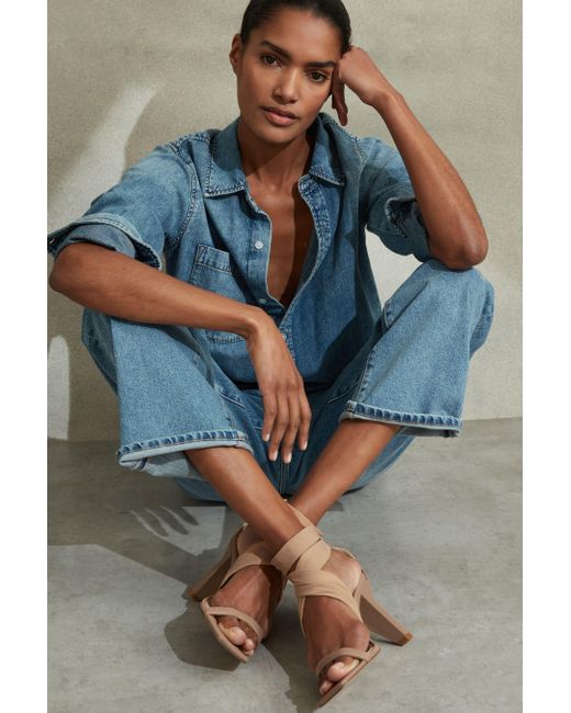 Reiss Remi - Nude Wrap Front Angled Heels in Natural | Lyst UK
