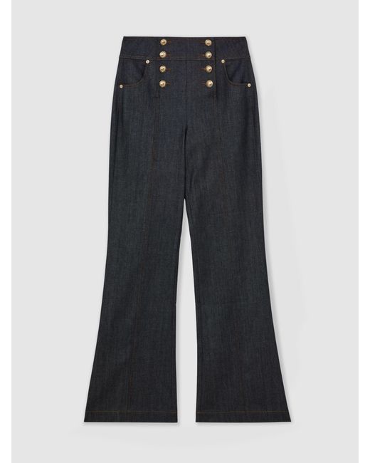 Reiss Natural Button-Detail Flared Jeans