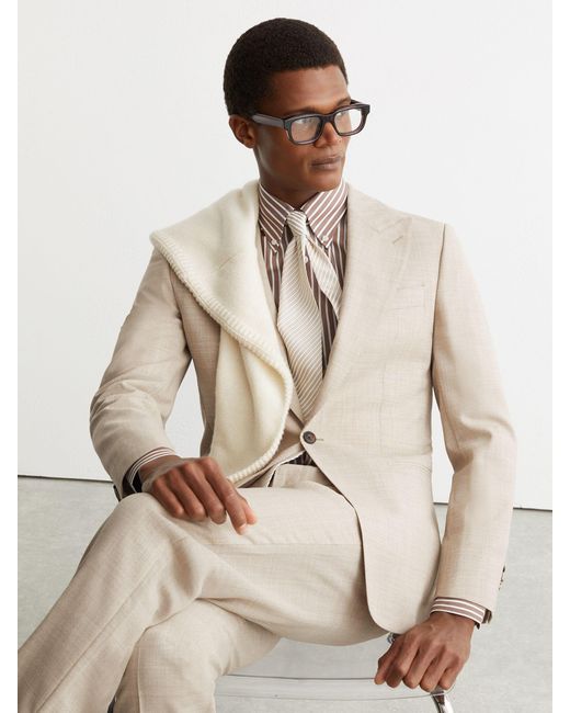 Reiss Natural Tailored Fit Virgin Wool Textured Single-Breasted Blazer for men