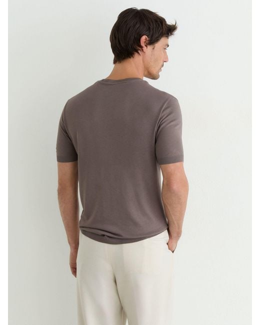 Reiss Brown Cotton- Crew-Neck Modern-Fit T-Shirt for men