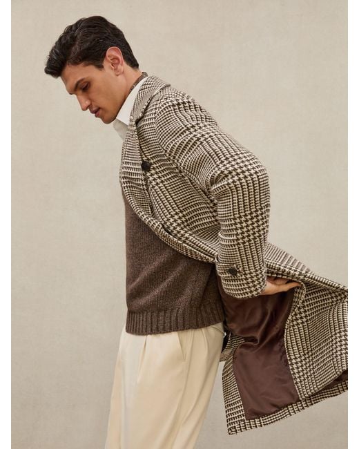 Reiss Natural Atelier Wool Check Overcoat for men