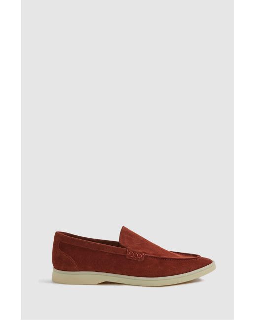 Reiss Multicolor Kason - Rust Suede Slip-on Loafers for men