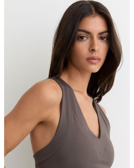 Reiss Gray V-Neck Cross-Back Sports Top