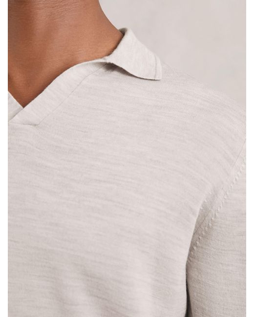 Reiss Natural Merino Wool Open-Collar Polo Shirt for men