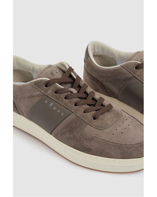 Hogan Brown Leather And Suede Lace-Up Trainers for men