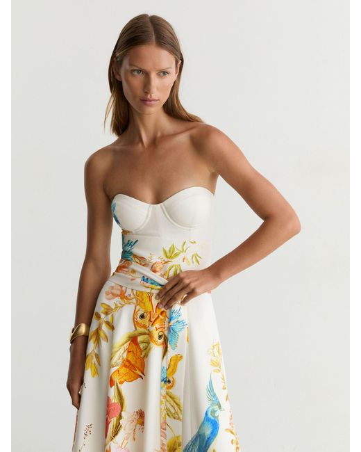 Reiss Brown X Nybg Printed Bustier Midi Dress
