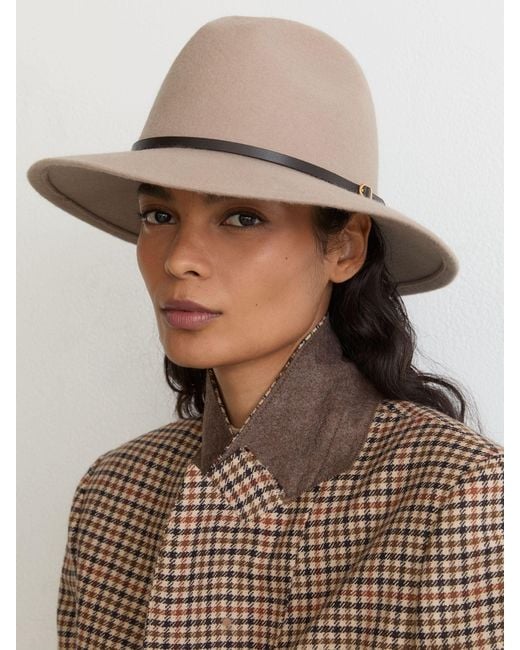 Reiss Brown Wool-Felt Leather-Band Fedora Hat, S & M